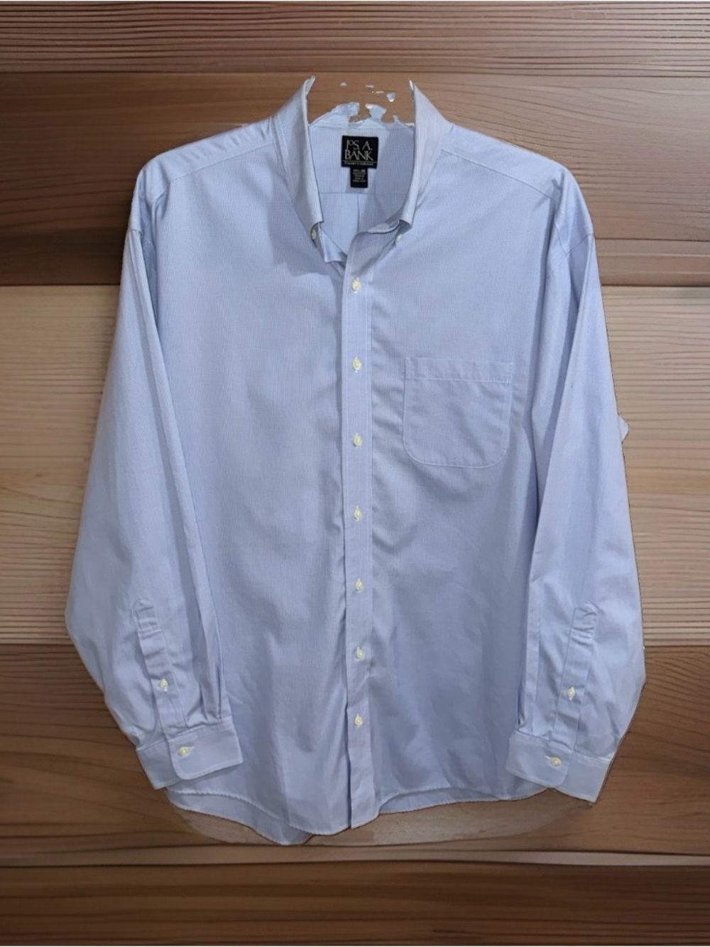 Jos. A. Bank Blue Micro-Check Long-Sleeve Button-Up Dress Shirt - 17.5/36-EC